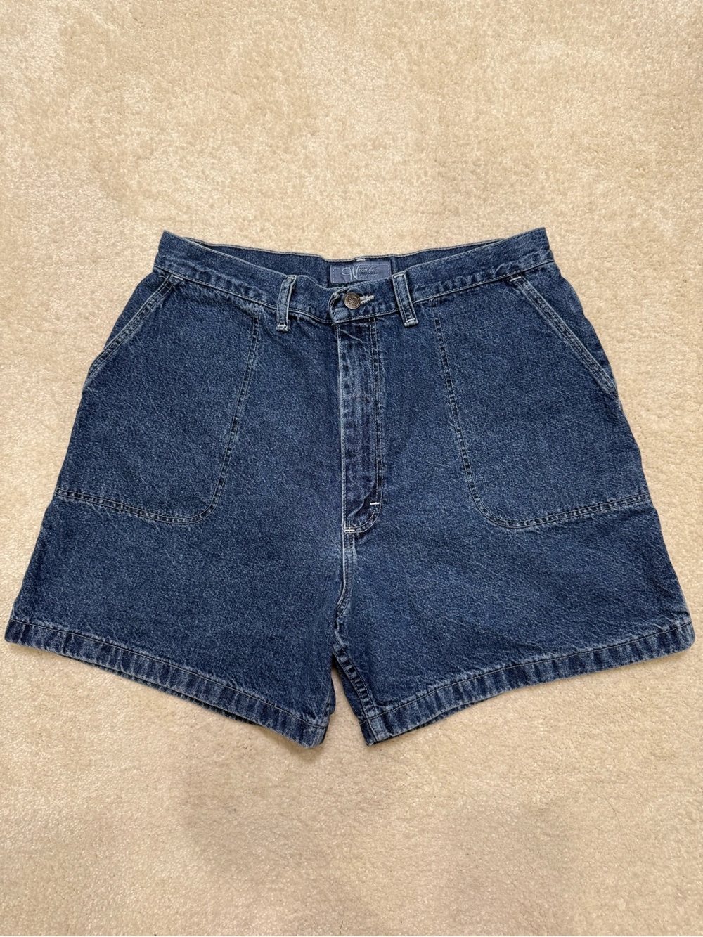 Vintage Wrangler Denim Jean Shorts Dark Blue Size 12 31